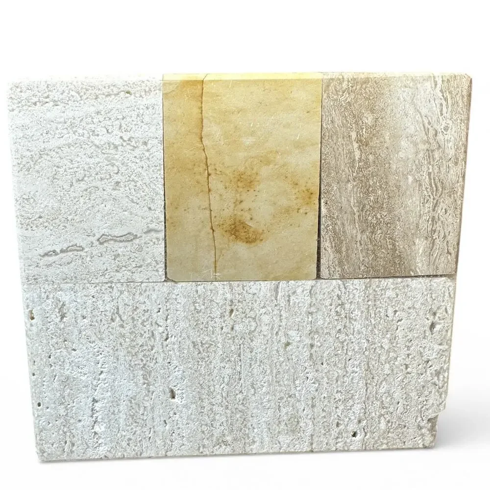 Luxury Travertine Marble Toothbrush Holder 3 Slot Heavy Stone Bathroom Spa Decor
